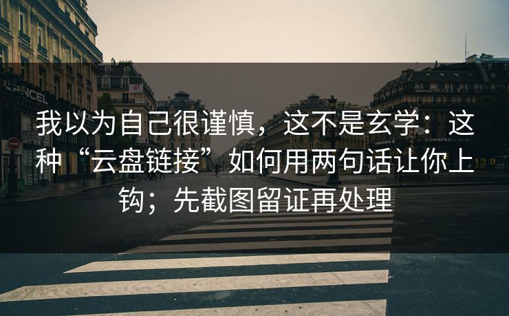 我以为自己很谨慎，这不是玄学：这种“云盘链接”如何用两句话让你上钩；先截图留证再处理