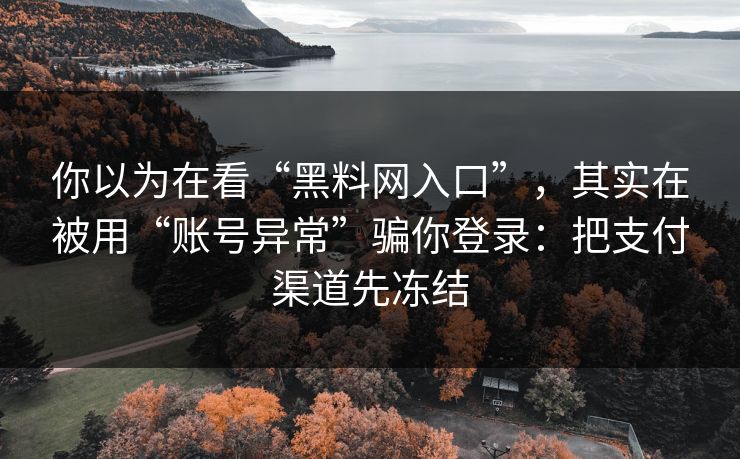 你以为在看“黑料网入口”，其实在被用“账号异常”骗你登录：把支付渠道先冻结