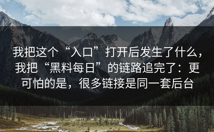 我把这个“入口”打开后发生了什么，我把“黑料每日”的链路追完了：更可怕的是，很多链接是同一套后台