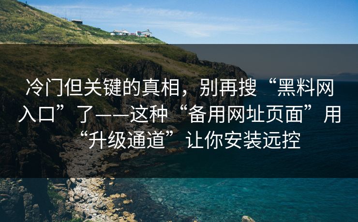冷门但关键的真相，别再搜“黑料网入口”了——这种“备用网址页面”用“升级通道”让你安装远控