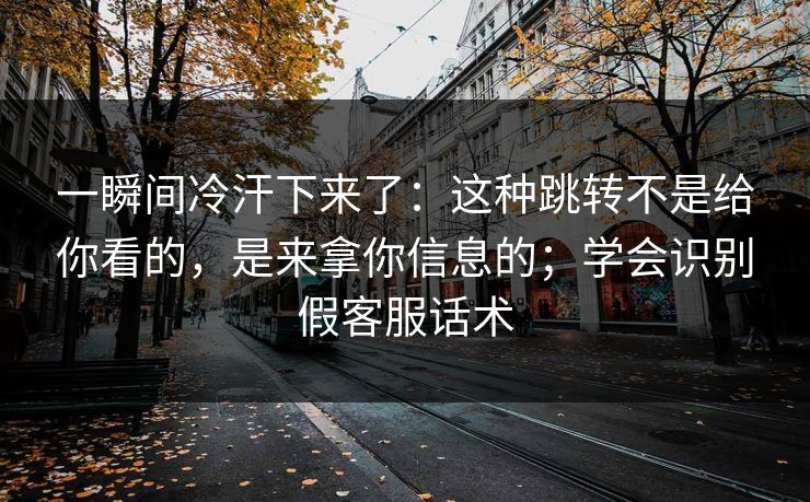 一瞬间冷汗下来了：这种跳转不是给你看的，是来拿你信息的；学会识别假客服话术