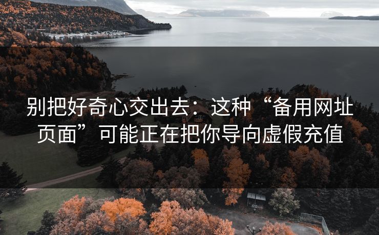 别把好奇心交出去：这种“备用网址页面”可能正在把你导向虚假充值
