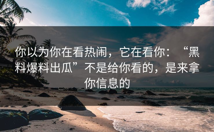 你以为你在看热闹，它在看你：“黑料爆料出瓜”不是给你看的，是来拿你信息的