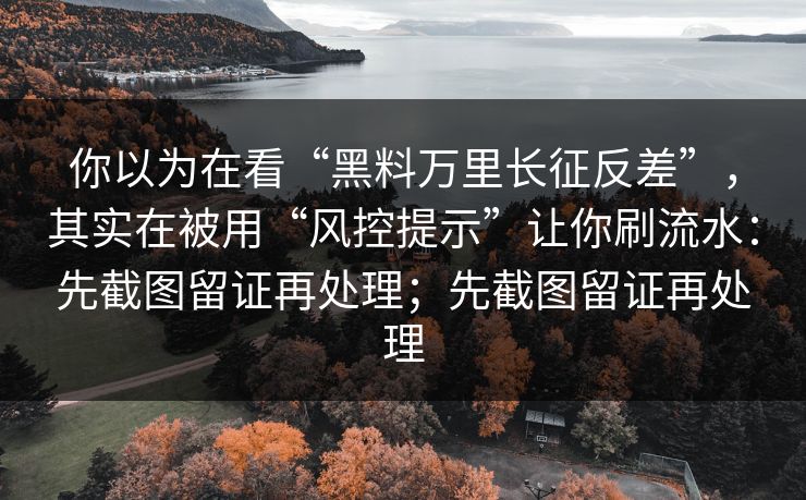 你以为在看“黑料万里长征反差”，其实在被用“风控提示”让你刷流水：先截图留证再处理；先截图留证再处理