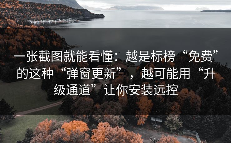 一张截图就能看懂：越是标榜“免费”的这种“弹窗更新”，越可能用“升级通道”让你安装远控