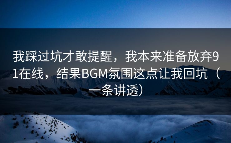 我踩过坑才敢提醒，我本来准备放弃91在线，结果BGM氛围这点让我回坑（一条讲透）